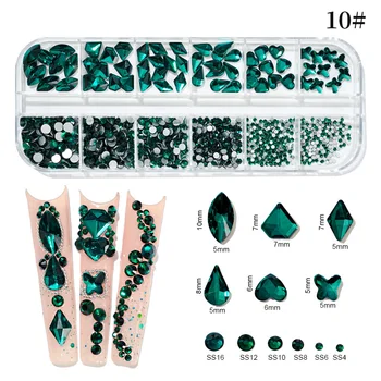 12 vijenac/kutija Multi Veličina AB/Šareni Popravak Rhinestones Flatback Crystal Dragulji 3D Nail Dizajn Uređenje Luksuzni Sjaj