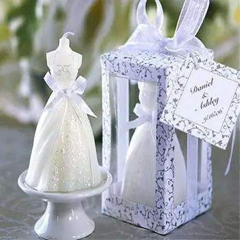 1PC Bijelu Haljinu Mladenka Oblik Svijeća Dizajna, Elegantan Svadbeni Svijeće u uokvirenim Valentinovo Wedding Party Iznenađenje Dekor Darove svijeće