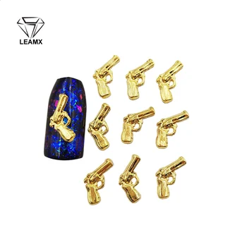 50 kom./pak. pribor za nokte, luksuzni zlatni i srebrni piramide u obliku pištolja, metalna legura, 3D privjesci za nokte, Pribor za dizajn Noktiju 