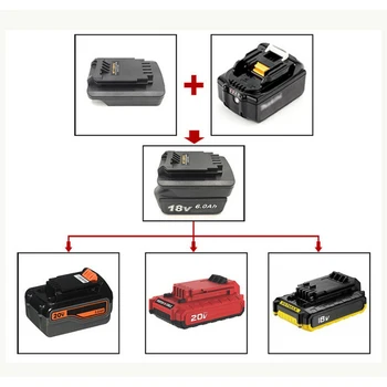 Adapter je Pretvarač baterije litij baterija Makita 18V u Black & Decker, KABEL PORTER, Pretvarač baterije Stanley 18V 20V