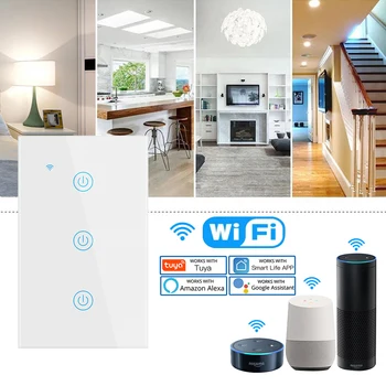Alexa Smart Switch SAD/Brazil Tuya Control Radi s Google Home Glasovno Upravljanje WiFi Smart Life Home zaslon Osjetljiv na prekidač Nije potreban Neutralan