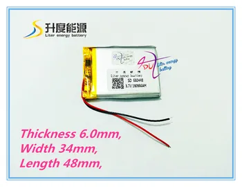 Baterija tableta 603448 3,7 1000 mah litij polimer baterija je litij-ionska punjiva baterija MP3, MP4, DVD, DVR GPS