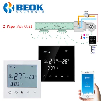 Beok 2-Cijevi WIFI Pametan Dom Klima-uređaj Фанкойл Termostat Regulator Temperature za Klimatizaciju