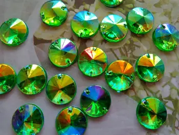 Besplatna dostava cijele 10 mm Akril crystal green AB boja zašiti rhinestones dragulji rhinestones za haljine 200 kom./lot