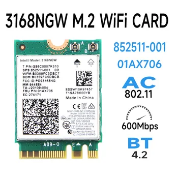 Dvofrekvencijska Bežični 600 Mb/s, Bežična mrežna kartica ili Wi-Fi Wifi Prijemnik Intel 3168 AC 3168NGW NGFF M. 2 802.11 ac Za Bluetooth 4.2