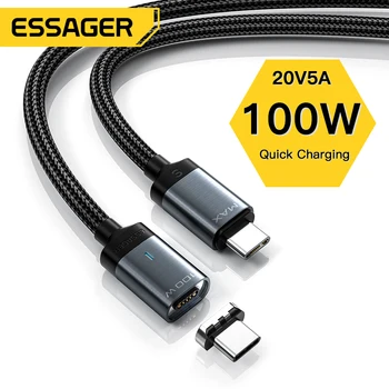 Essager 100 W Magnetski Kabel Type C NA USB C Kabel PD 5A Brzo Punjenje Kabel Za Prijenos Podataka Macbook Pro Xiaomi Huawei P30 Pro Samsung