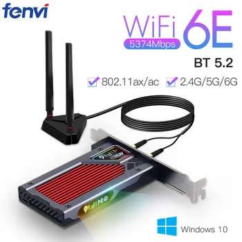 Fenvi AXE3000RGB tri-band WiFi 6E Bežična Bluetooth kartica 5,2 PCI-E AX210 2,4 g/5g/6 Ghz Wi-Fi adapter Za Win10-64bit Za stolna računala