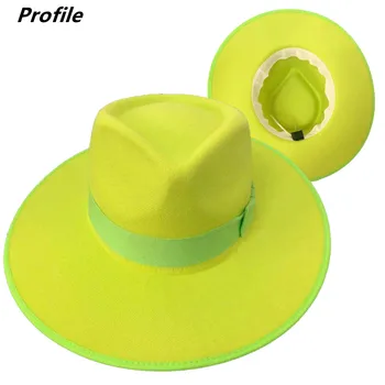 Fluorescentno zelena фетровая šešir s resica tankog presjeka, novi jazz šešir, pribor s lukom i vršnjacima, фетровый cilindar, religijska šešir, kapu мужска