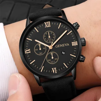 Geneva vrhunski brand 2021, gospodo moderan sportski sat od nehrđajućeg čelika s funkcijom kalendara, kožne sat sa кварцевыми satima