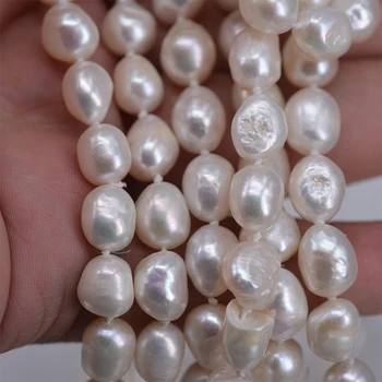 ICNWAY 60 cm Prirodni bijeli Slatkovodni Biseri 9x12 mm Perle Od dragulja u Baroknom stilu Ogrlica