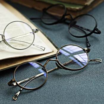 Klasicni Okrugli Titan Rimless Za Naočale, Gospodo optički naočale ručni rad na recept Kratkovidnost ženske Naočale za čitanje