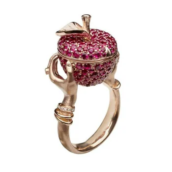 Kreativna prsten od jabuka i Ametist s punim dragulj, europski i američki prsten