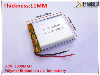 li-po 1 kom./lot 114550 3,7 U litij-polimer baterija od 3000 mah DIY mobilni sigurnosni kabel za punjenje baterija blago