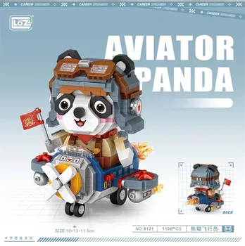LOZ MINI Blokovi Dječji Građevinske Igračke DIY Cigle Poklon Za Djevojčice I Dječake Zagonetka Panda Pilot 8121