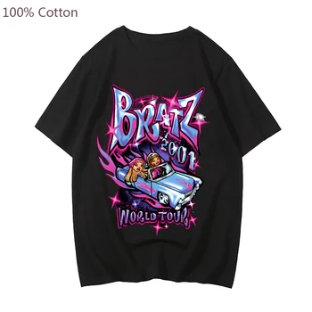Majica sa slikom Bratz, Muška/Ženska t-Shirt s Grafičkim po cijeloj površini, Lutke Bratzs, Svjetsku turneju, t-shirt s буквенным po cijeloj površini, ljetne majice od 100% Pamuka
