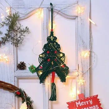 Makrame Božićno Drvce Zidne Tapiserije Ručno U Boho Stilu Ukras Boem Dekor Za Dnevni Boravak Dječji Dar