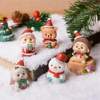 Mali Božićno Drvce Djed Mraz Snjegovića Ukrašavanje Božićne Darove Slatka Vrtne Figure Kuća Lutaka Dekor Mini Djed Mraz