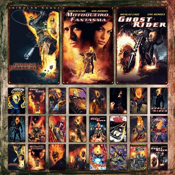 Marvel Ghost Rider Metalni Plakat Marvel Superheroj Kodno Ime Kositra, Znaci Film Metalni Znakovi Zidne Naljepnice za Ukrašavanje Sobe