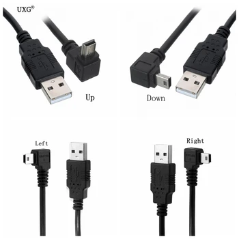 Mini USB B Tipa 5pin Utikač prema GORE Dolje Lijevo Desno Pod kutem od 90 stupnjeva na USB 2.0 Штекерный kabel za prijenos podataka 0,25 m 0,5 m 1,5 m, 3 M, 5 m