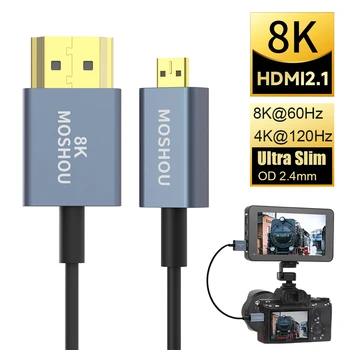 MOSHOU HDMI 2.1 ultra-tanki Fleksibilni Mikro HDMI na HDMI 8K @ 60Hz 4K @ 120Hz za Stabilizator fotoaparata Gimbal GoPro Hero 7 za Laptop
