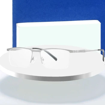 Naočale u Okvir Od aluminija-magnezijske Legure s pola Okviri Za Muškarce i Žene, Novi Upis, Naočale za Kratkovidnost u Poslovnom Stilu