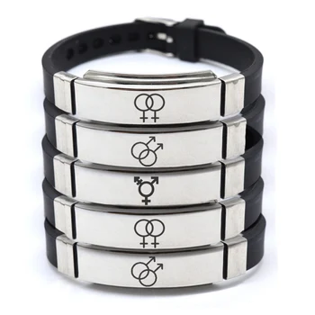 Narukvica LGBT Od Nehrđajućeg Čelika S Ugraviran Simbol Homoseksualaca i Lezbijki Transrodne Silikonske Narukvice Za Muškarce I Žene