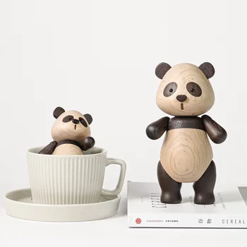 Nordijsko Moderna Drvena Figurica Panda Slatka Ljubimci Drvene Lutke, Nakit Domaće Radne Površine, Pribor, Igračke Ručni Rad Kreativne Darove