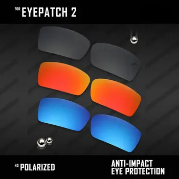 OOWLIT 3 Para Polarizirane sunčane naočale Izmjenjive Leće za Oakley Eyepatch 2-Crnu, Vatreno Crvenu i Ledeno Plava