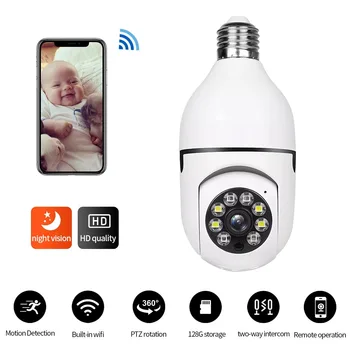 Pametna Kuća A6 Bežični Wi-Fi Žarulja Mini Kamera Led Noćni Vid video Nadzor Cam HD 1080 P E27 Priključak za Daljinski Nadzor