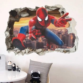Spider-man je Super Heroji Naljepnice Za Zid Za Dječju Sobu Uređenje Doma Spavaća soba, PVC Dekor Crtani Film Oslikavanje Zida Knjige O Umjetnosti Naljepnice