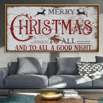 Sretan Božić svima i svima Laku noć Znak starog vremena Vintage Plakati Nove Godine i Božića Platnu Zid Umjetnost