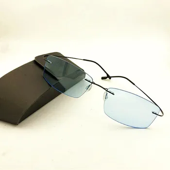 Titan sunčane naočale za kratkovidnost rimless, muške i ženske gotove naočale za kratkovidnost, kratkovidne naočale UV400, plave leće -0,50 -6,00