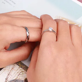 Trendi Ženski Muški Vjenčanja Vjenčani Posrebreni Otvaranje Podesiva Paru Prstenovi Set