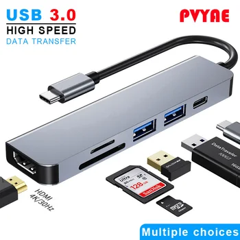 USB HUB C HUB Adapter 6 u 1 USB C na USB 3.0, HDMI-Kompatibilnu priključne stanice za MacBook Pro Za Nintendo Switch USB-C Tip C 3.0 Razdjelnik
