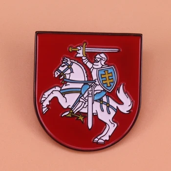 Zastava Litve эмалевая pin s nacionalnim grbom na ikonu konj broš u obliku štita mač križ igle muška košulja pribor nakit domoljubni gif