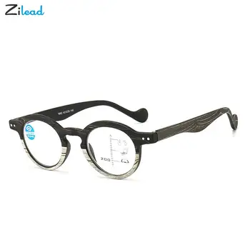 Zilead +1/+../+3,5 Inteligentni Progresivne Naočale za čitanje u drveni okrugli okvir za Naočale za čitanje Jednostavnost Naočale za dalekovidnost
