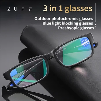 ZUEE Photochromic anti-plave svjetleće naočale za čitanje gospodo ультралегкие TR90 optički računala naočale za dalekovidnost+1.0 1.5 2.0 3.5 ~+4,0