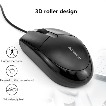 Žičani miš, optički miš sa rezolucijom od 1200 dpi, simetrični dizajn, ergonomski oblik, za desktop laptop, crna
